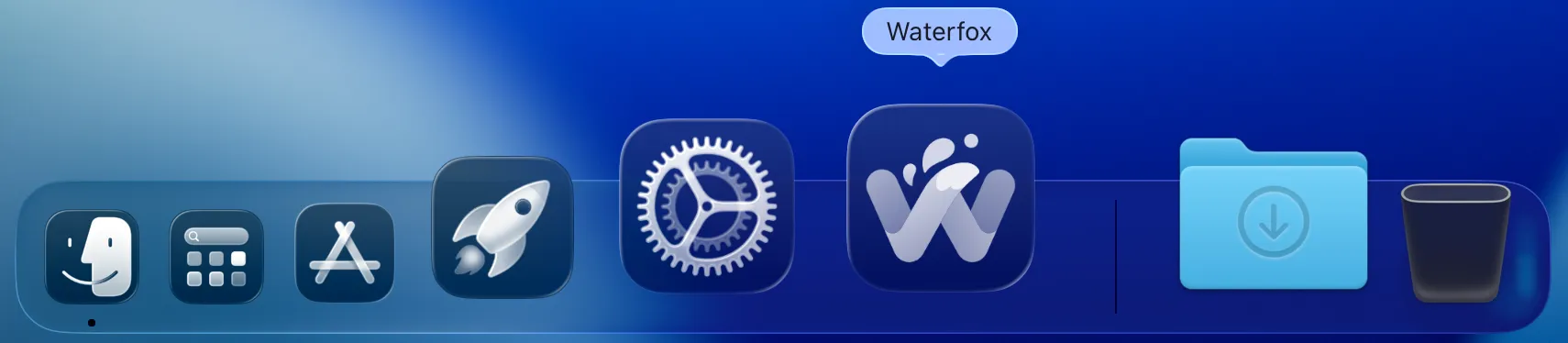 Waterfox Icon Clear Appearance macOS 26